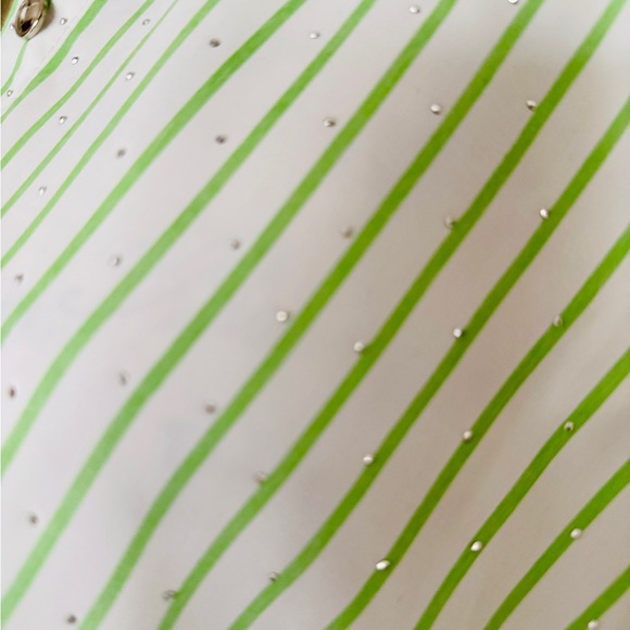 White with green Stripes oversized top. - Picture 3 of 3